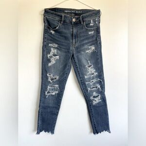 American Eagle Next Level Stretch Hi/Rise Crop Jegging with Scallop Hem - Size 8